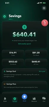 Savings screen